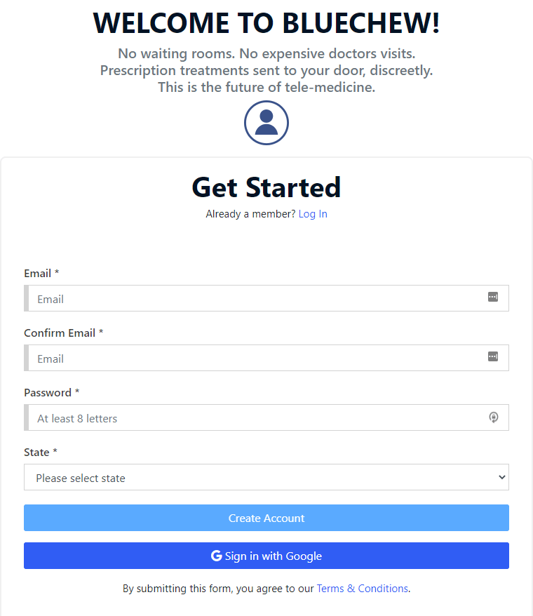 bluechew register
