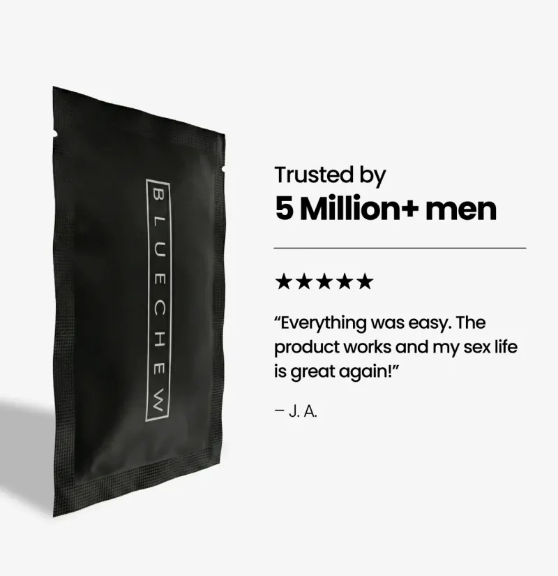 sildenafil packet with 5 million men trusted reviews and 5 star rating