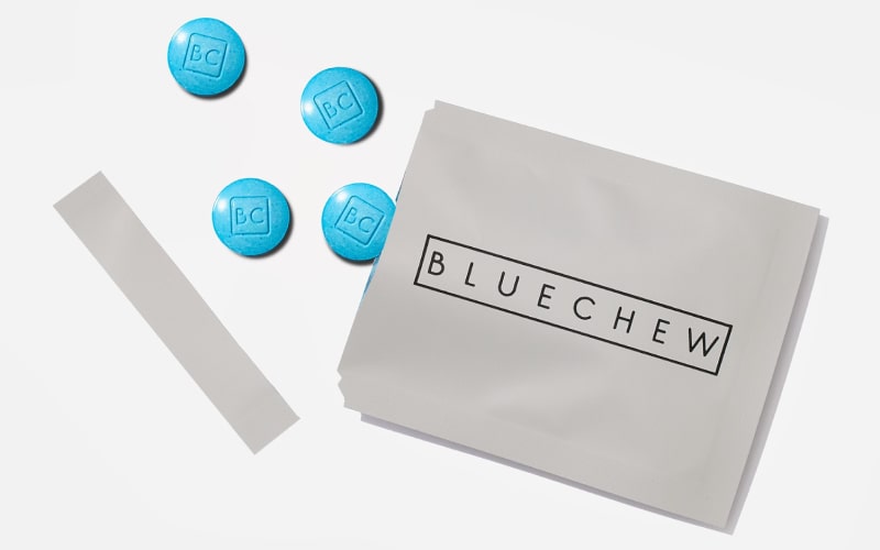 opened bluechew sachet with pills