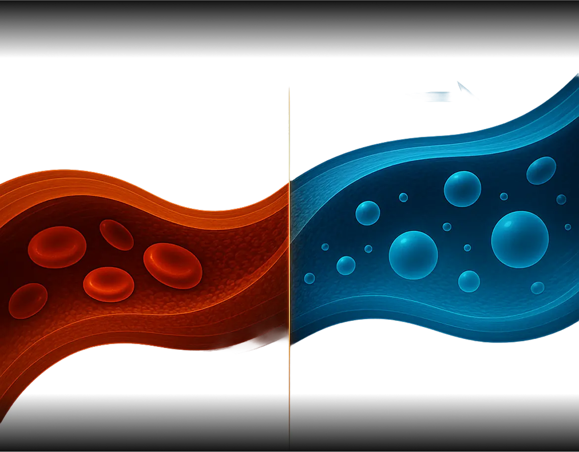 Blood vessel illustration showing before and after